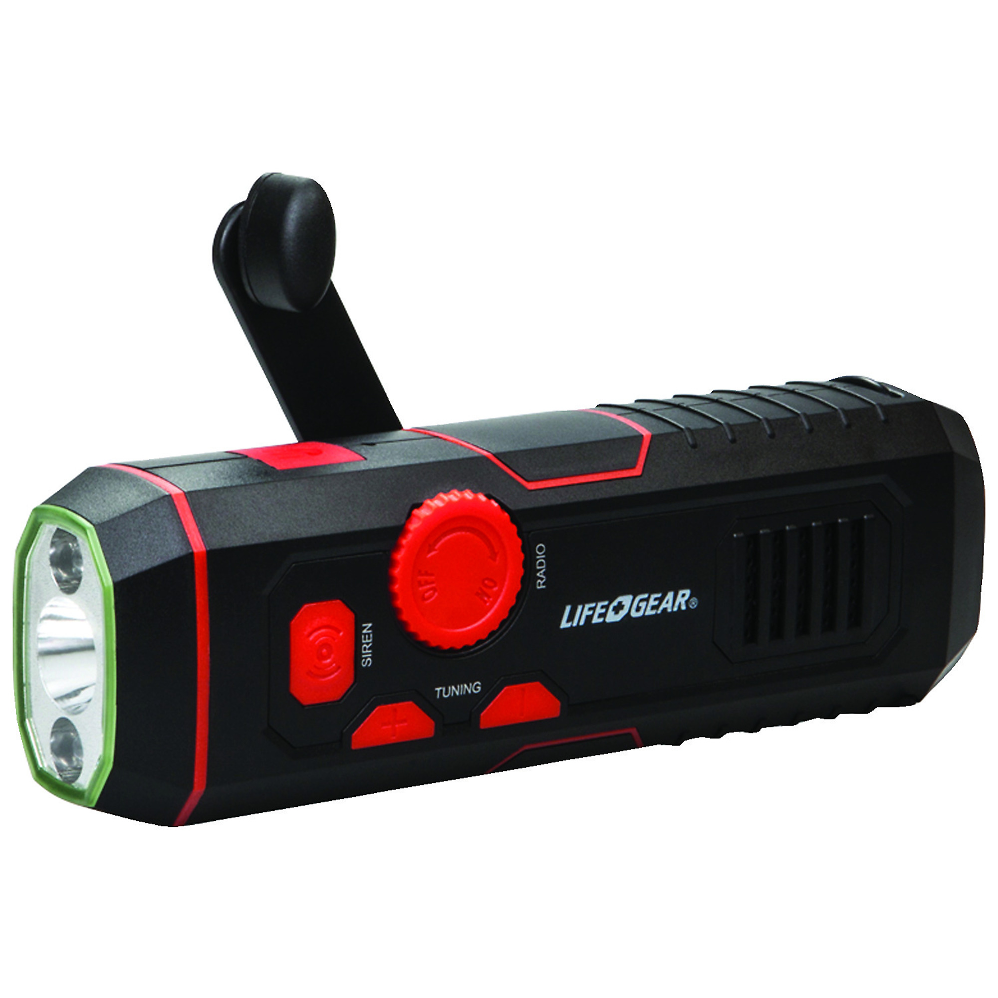 LifeGear 100-Lumen Stormproof USB Crank Flashlight and Radio